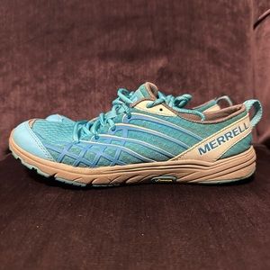 Merrell Bare Access Womens Size 6.5 Blue Trail Hiking Running Shoes Sneakers